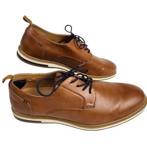 Franco Fortini Dallas Shoes Mens 11‎ Brown Faux Leather Casual Derby Oxfords